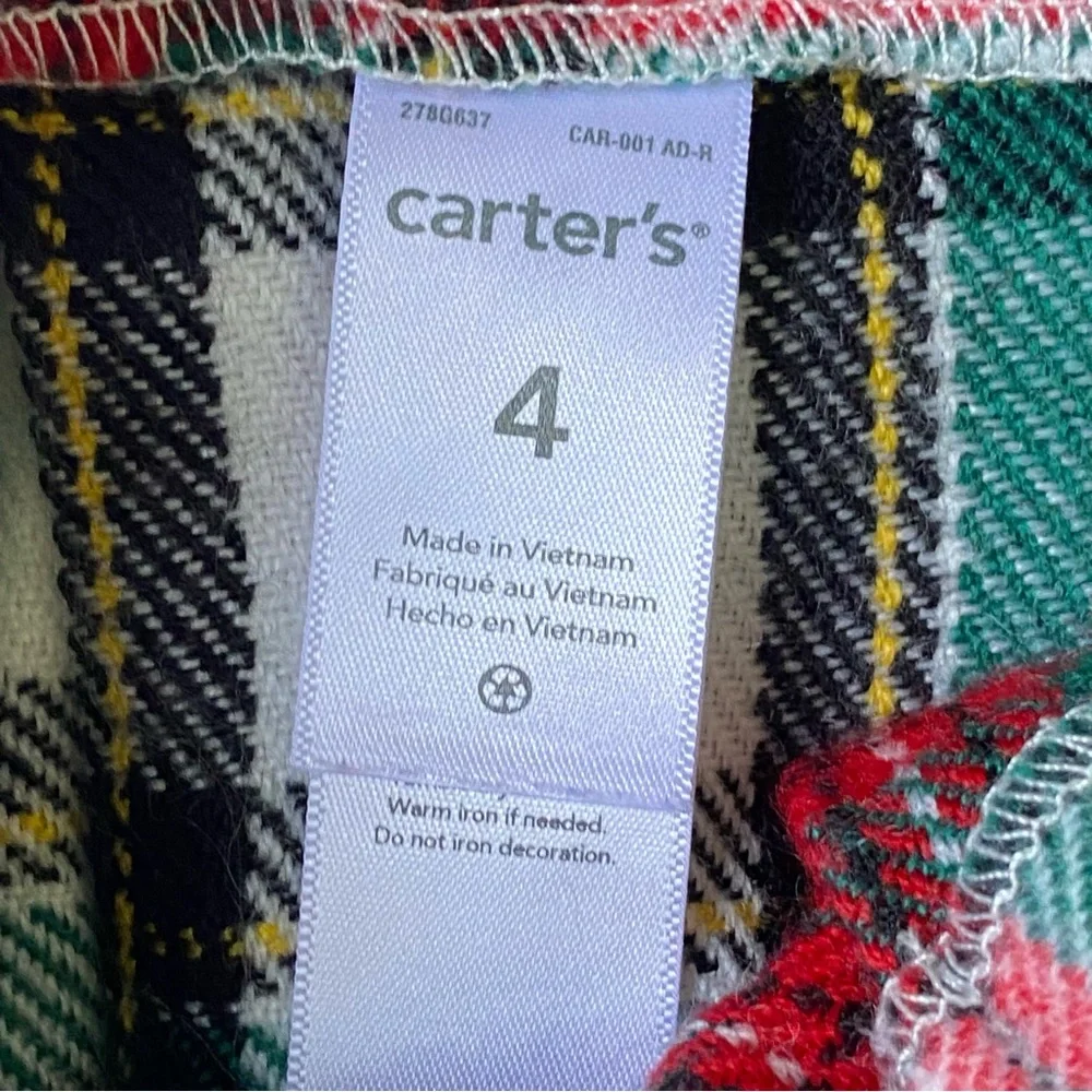 Kilt Style Skirt Size 2T Carter’s Tartan Plaid Pleats Adjustable Waist Red Green